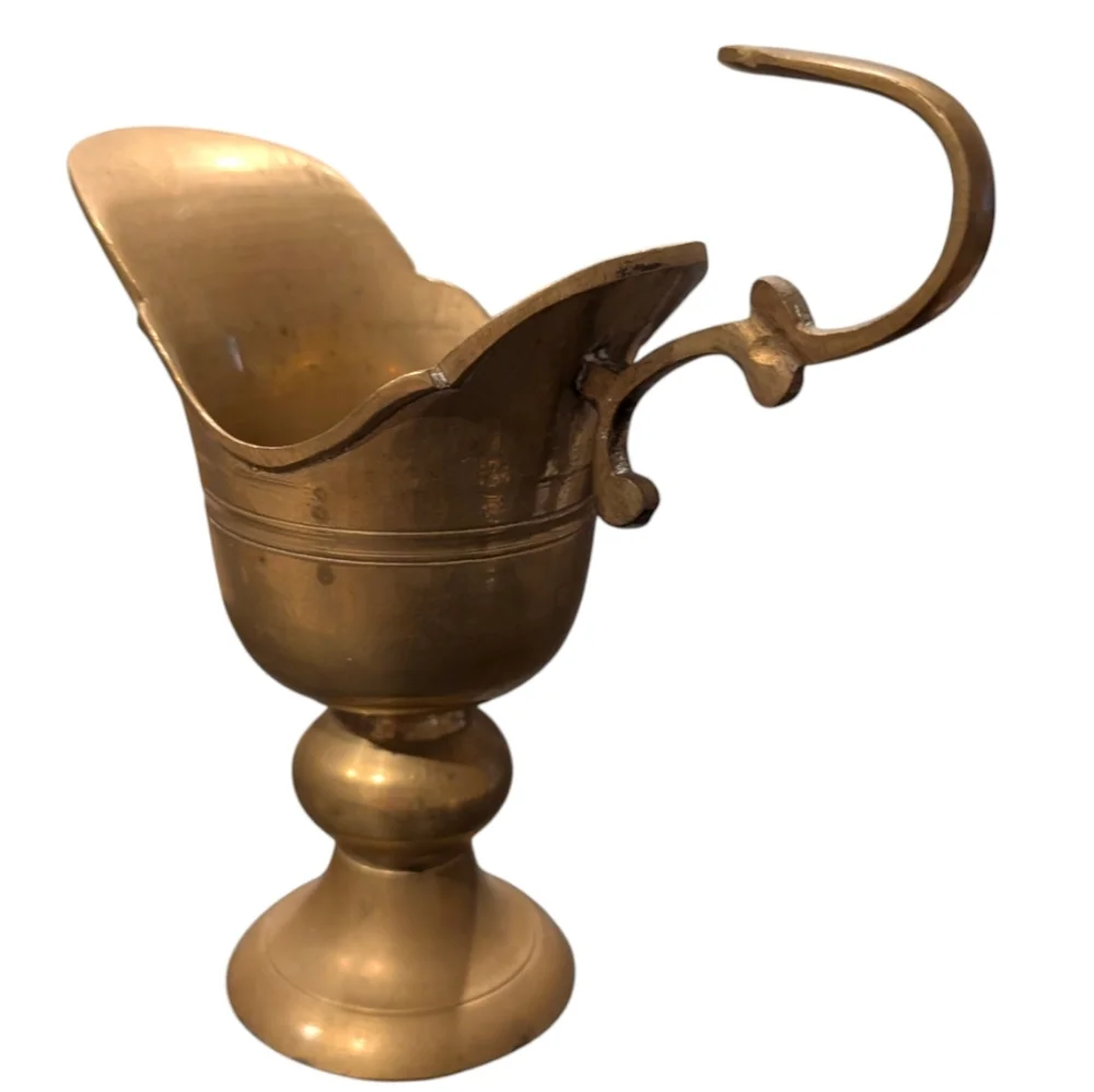 Vintage Brass Pedestal Pitcher. 7